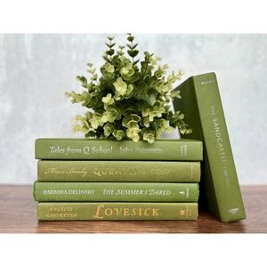 Olive Green Decorative Real Book Set for Home Decor, Styling, Staging